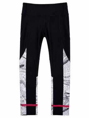 MPG Women’s Colour Block Athletic Leggings Black White Red Yoga Walking Size M